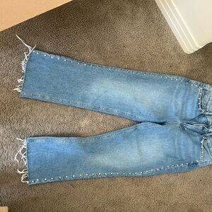 Zara Light Blue Flared Jeans with Side Studs